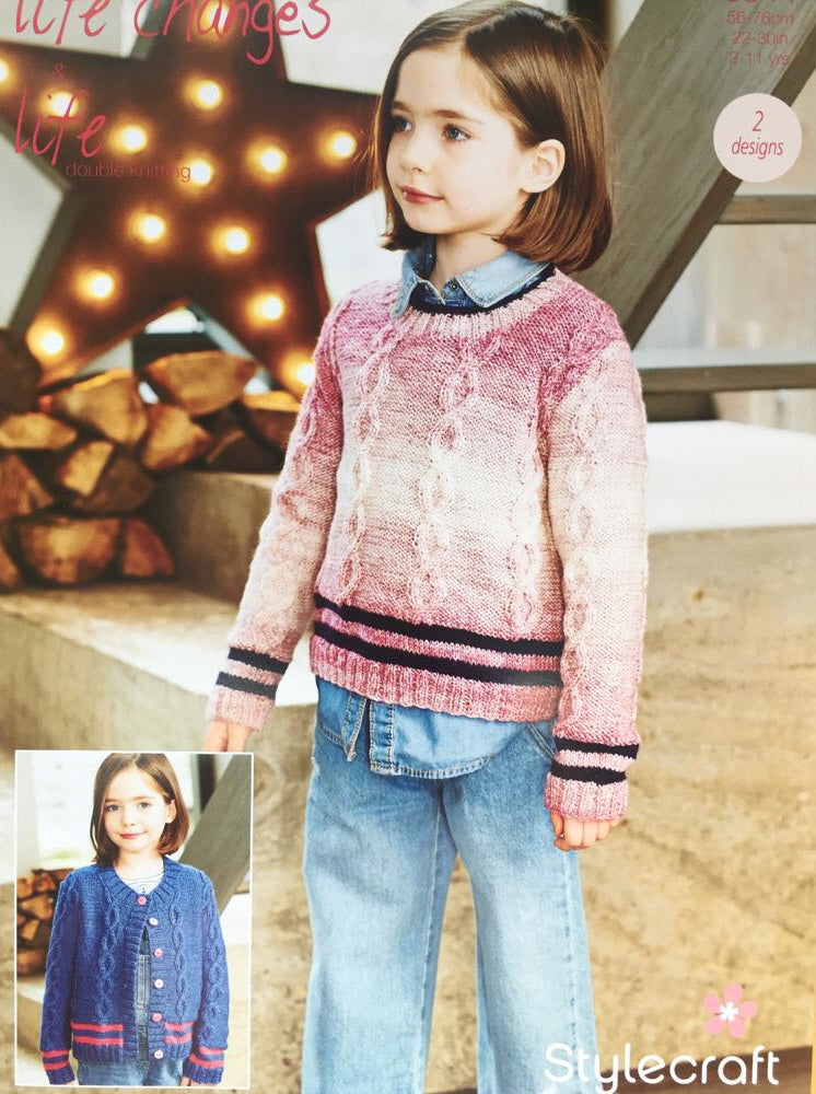 Stylecraft 9544 Child DK Sweater Cardigan Knitting Pattern
