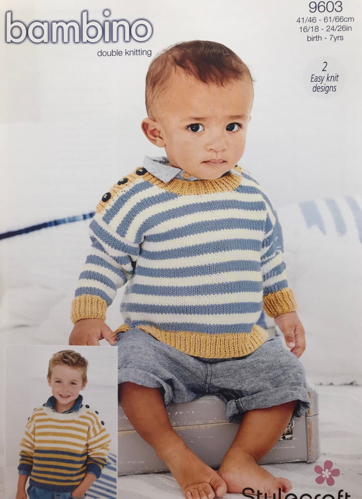 Stylecraft 9603 Baby Child DK Sweater Knitting Pattern