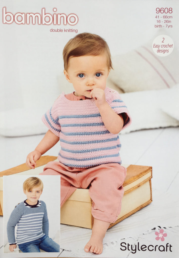Stylecraft 9608 Baby DK Striped Top Sweater Crochet Pattern