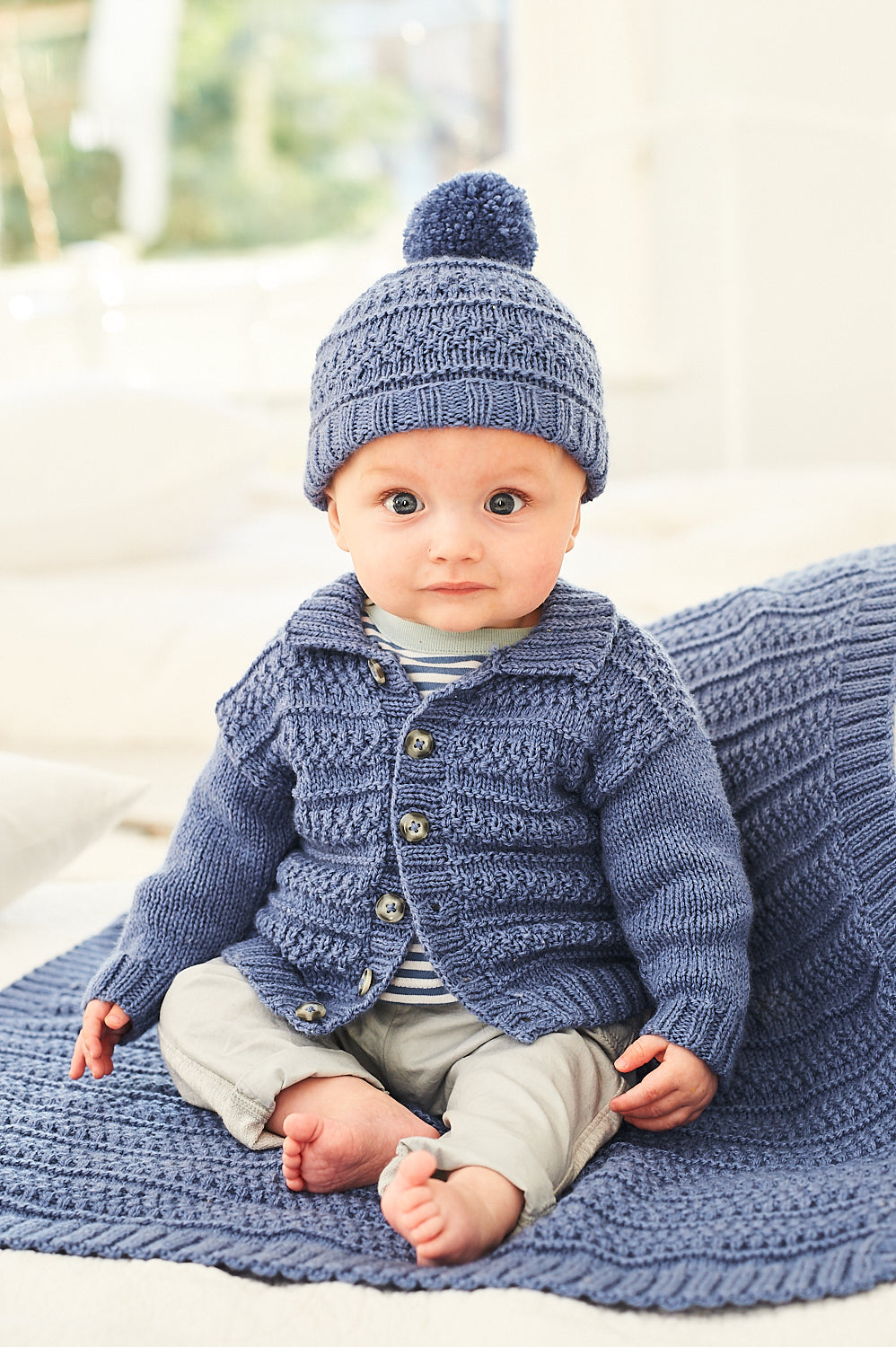 Stylecraft 9907 Baby DK Cardigan Hat Blanket Set Knitting Pattern