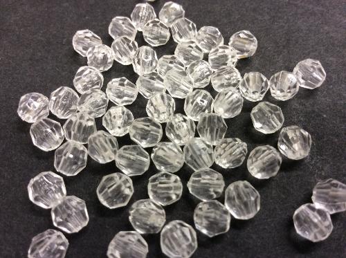 200 6mm diamiter Round Faceted Clear Acrylic Beads