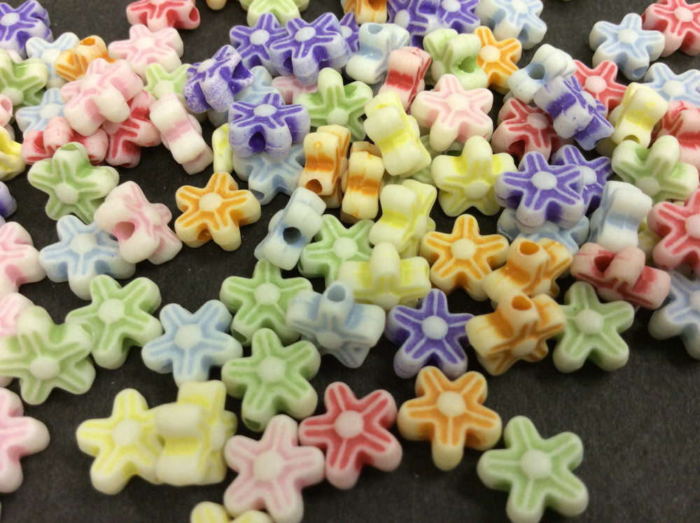 150 Acrylic Flower Beads multi colours