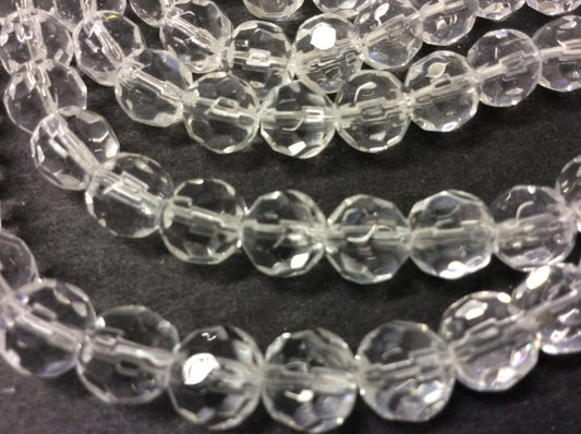 Round Faceted Glass Bead 8 mm - 1 Strand has approx 43 beads