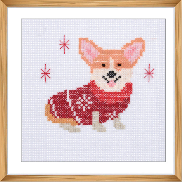 Trimits Counted Cross Stitch Kit Festive Corgi Snowman