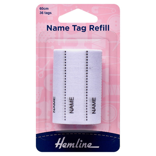 Hemline Name Tag Refill white 36 tags per pack