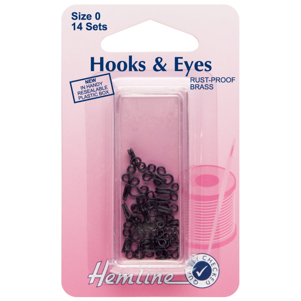 Hemline Hooks and Eyes Black size 0