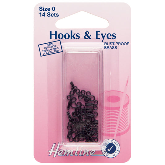 Hemline Hooks and Eyes Black size 0