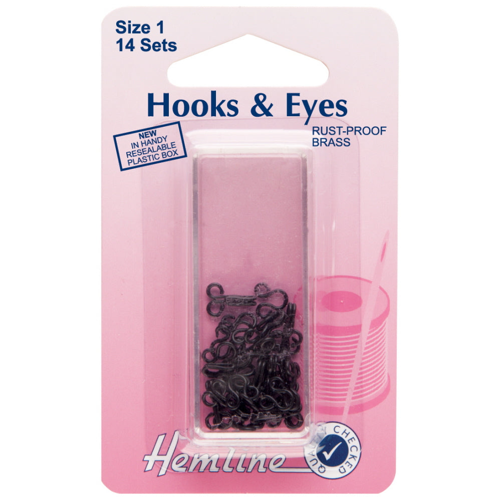 Hemline Hooks and Eyes size 1 Black