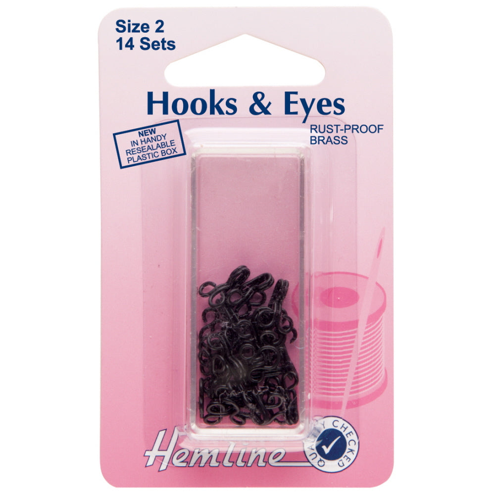 Hemline Hooks and Eyes Black size 2