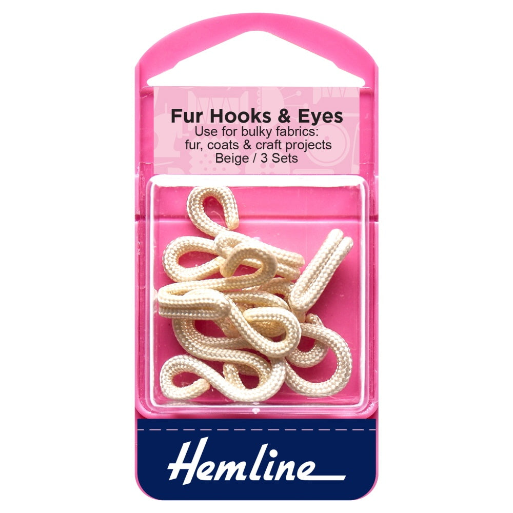 Hemline Fur Hooks and Eyes beige 3 set 