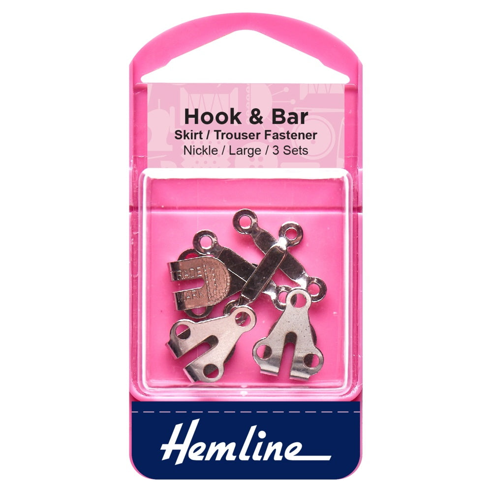 Hemline Hook and Bar Large Nickel Pack of 3