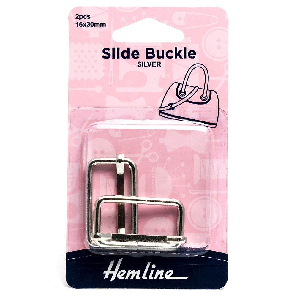 Hemline Slide Buckle Nickle Silver 2 pack