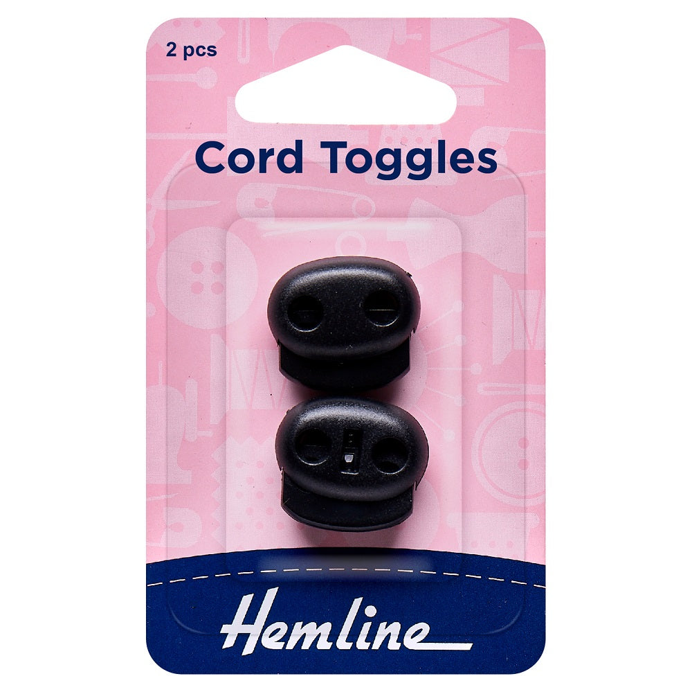 Hemline Adjustable Cord Toggles black 2 pieces
