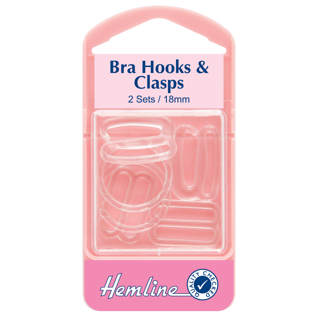 Hemline Bra Hooks and Clasps 18mm clear 2 sets