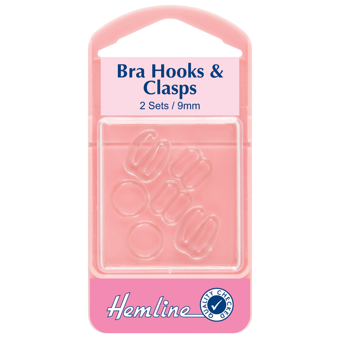 Hemline Bra Hooks and Clasps 9mm clear 2 sets