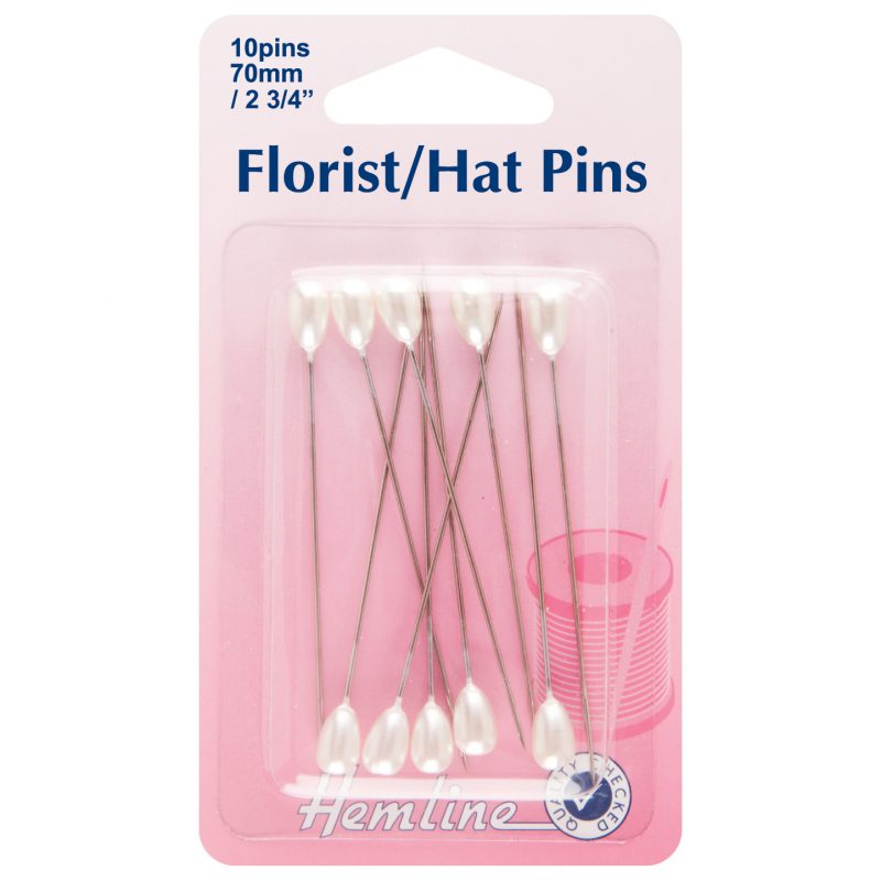 Hemline Florist Hat Pins 70mm 12 piece white
