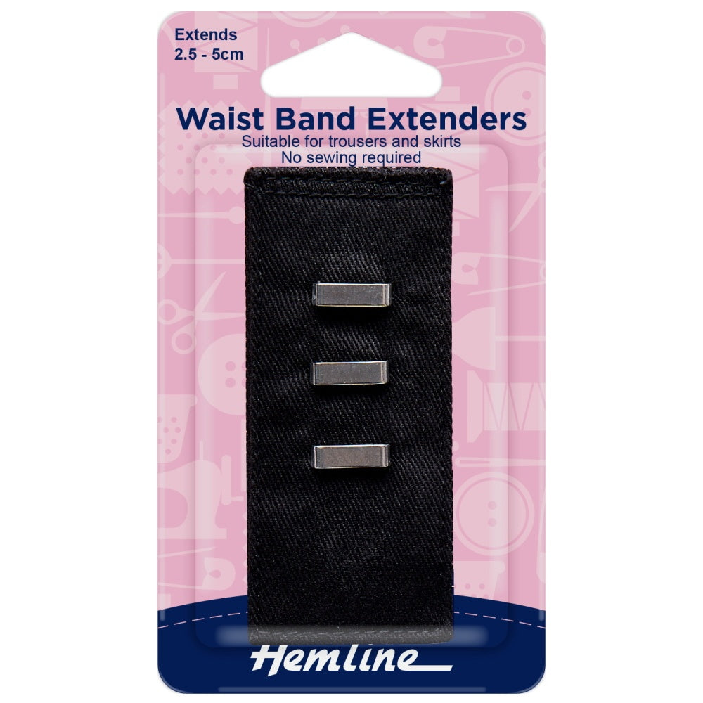 Hemline Waistband Extender Hook Black wxtends 2.5 to 5cm 