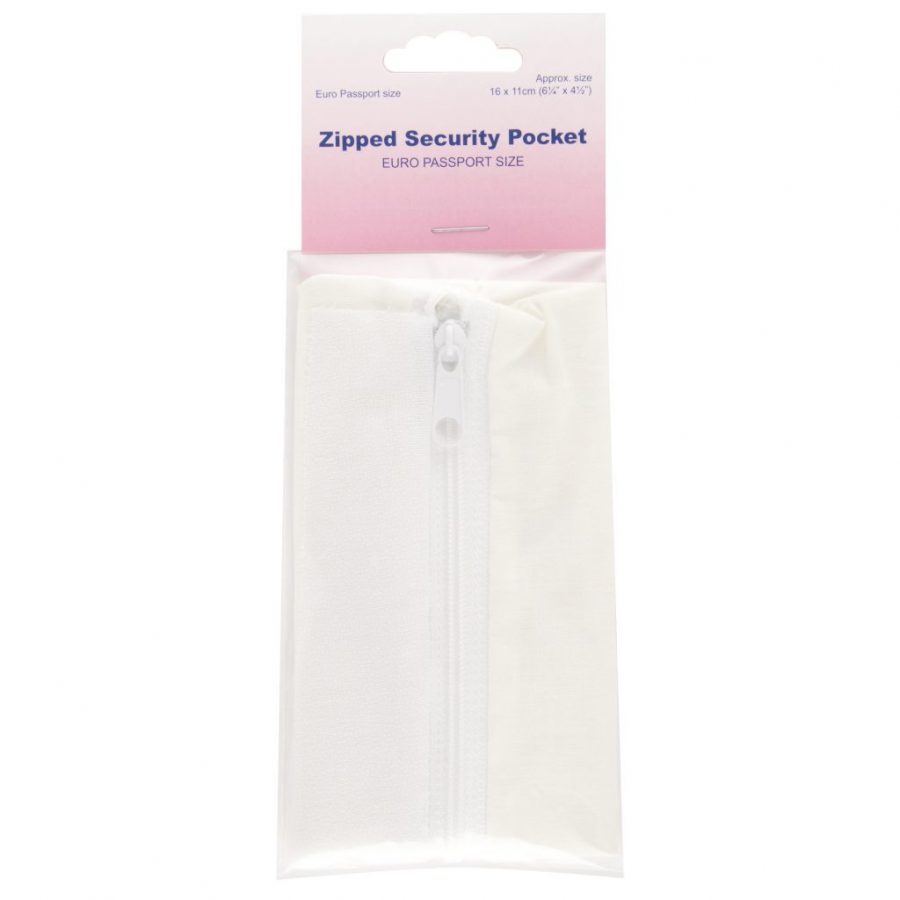Hemline Zipped Security Pocket white