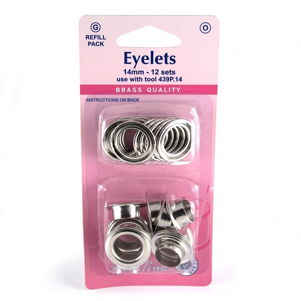 Hemline Eyelets Refill Pack 14mm colour silver