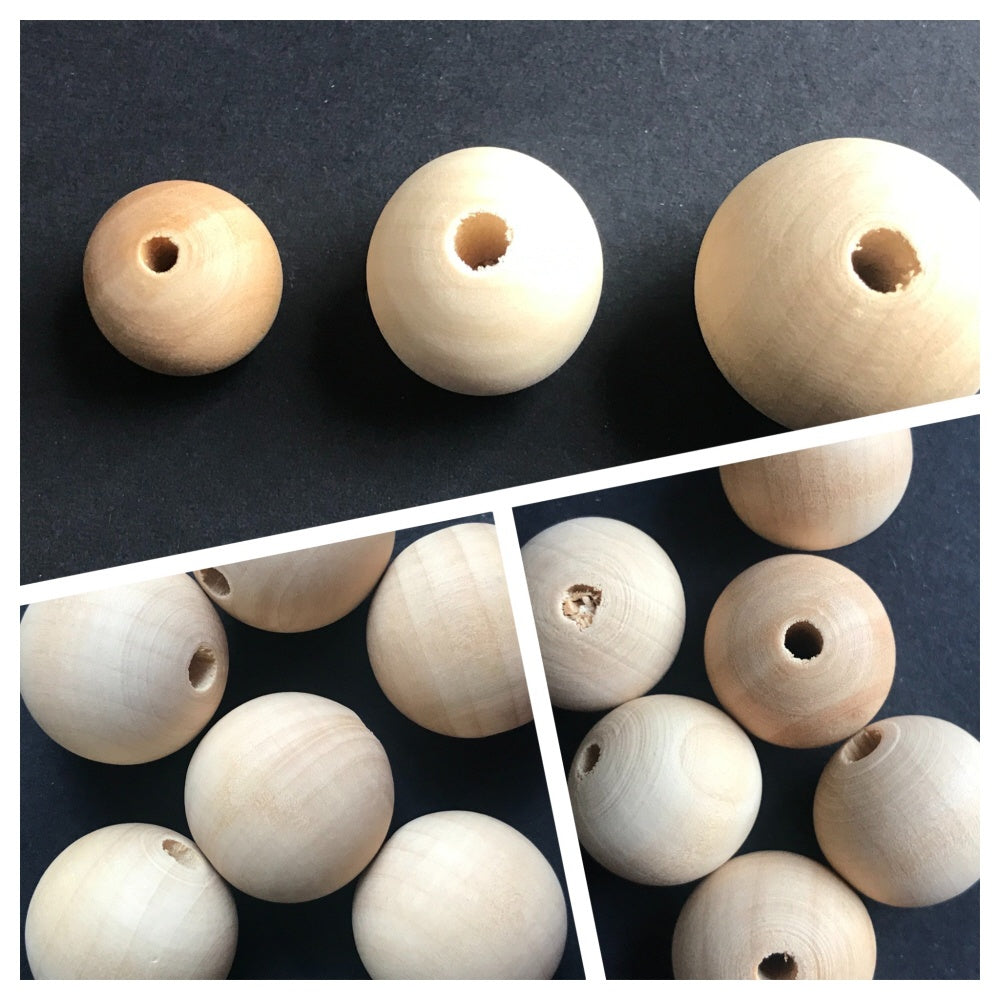 Natural Wooden Round Bead Balls with Hole