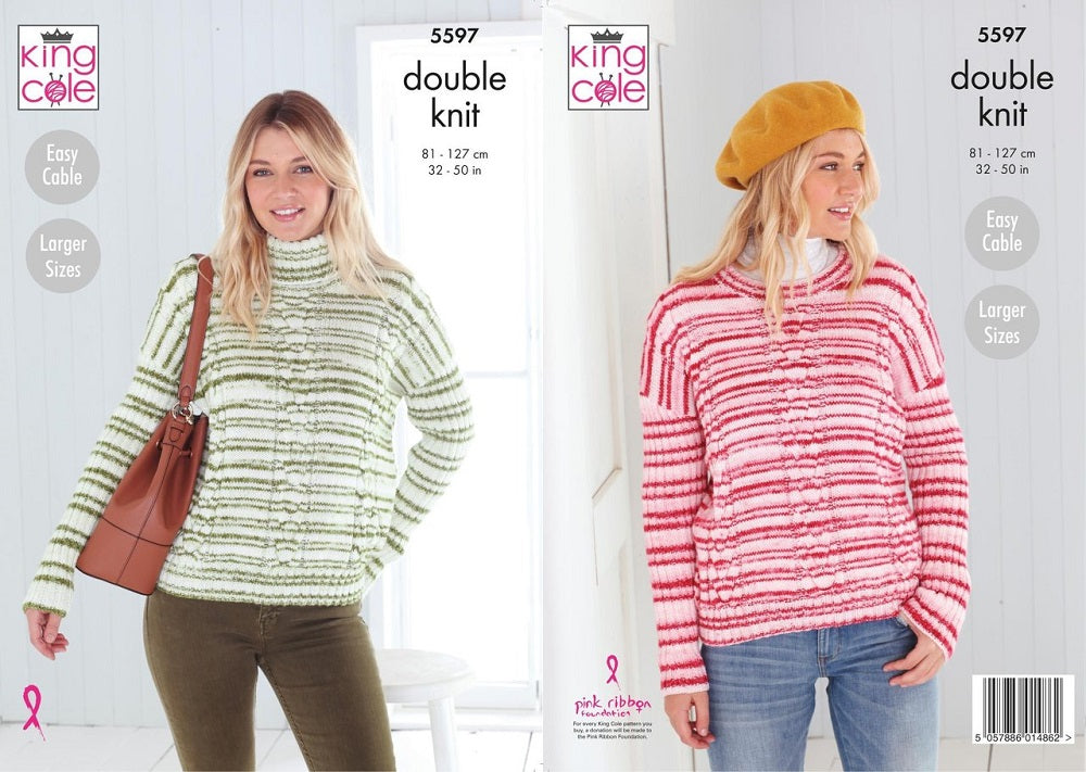 King Cole 5597 Double Knit Sweater Knitting Pattern