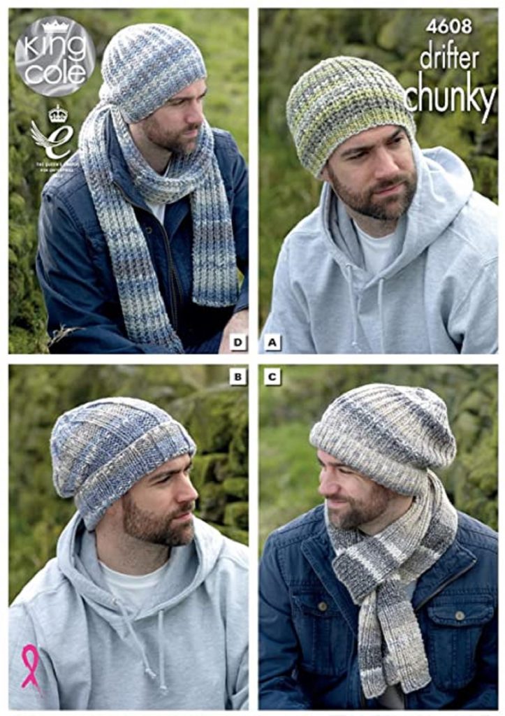 King Cole 4608 Hat Scarf Chunky Knitting Pattern adult