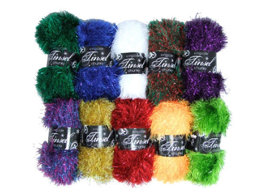 King Cole Tinsel Chunky Knitting Crochet 50 g Glittery Yarn