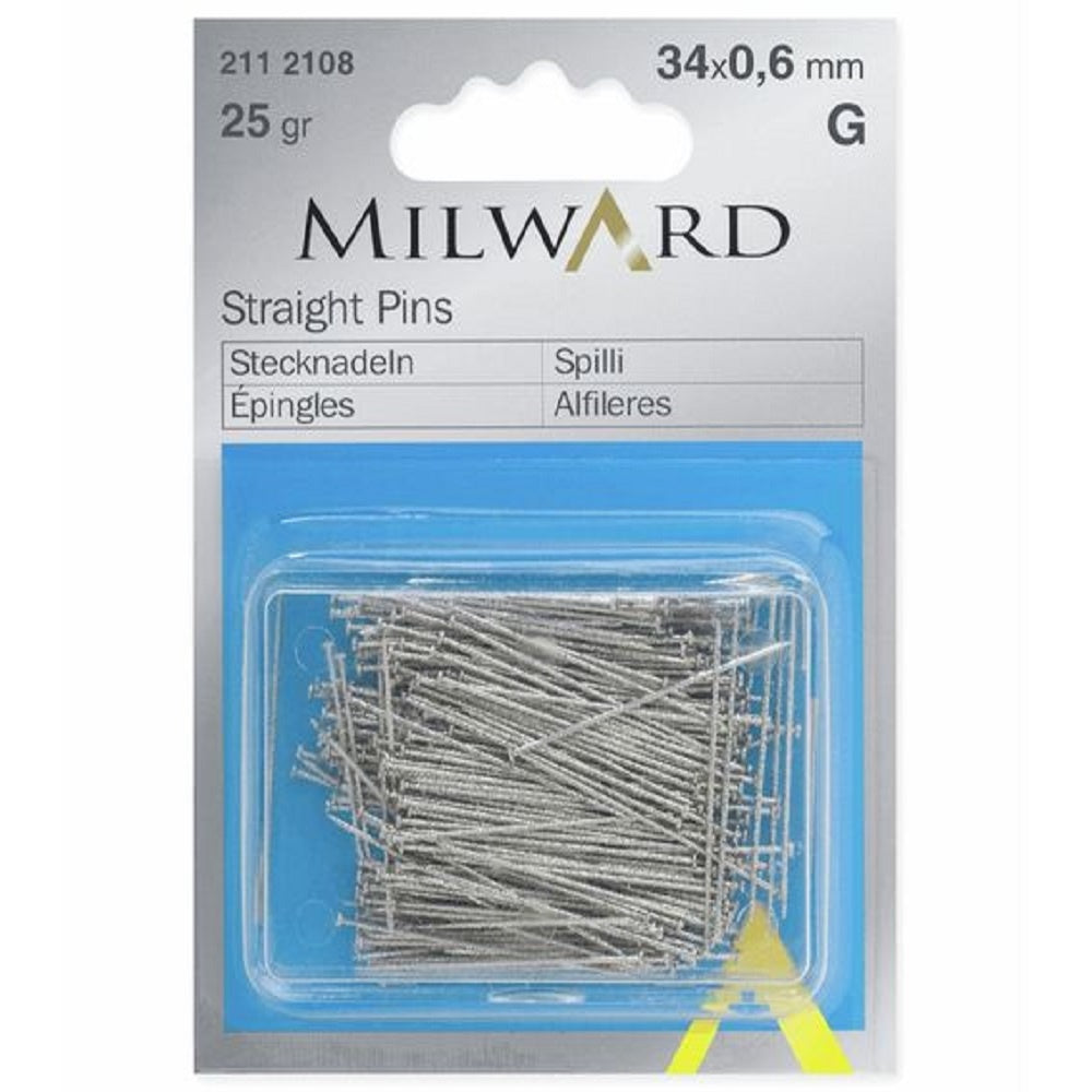 Milward Straight Pins Silver 0.6mm