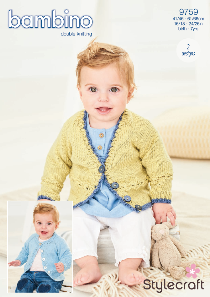 Stylecraft 9759 Baby DK Cardigan Knitting Pattern