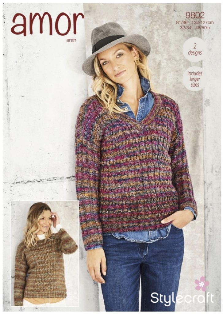 Stylecraft 9802 Adult Aran Sweater Knitting Pattern