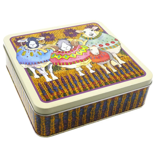 Emma Ball Large Sheep In Sweaters Square Tin
