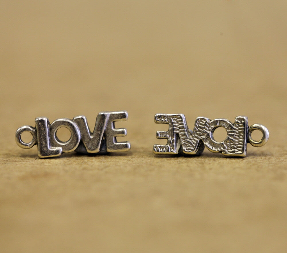 Love Silver Plated Metal Charms - pk10