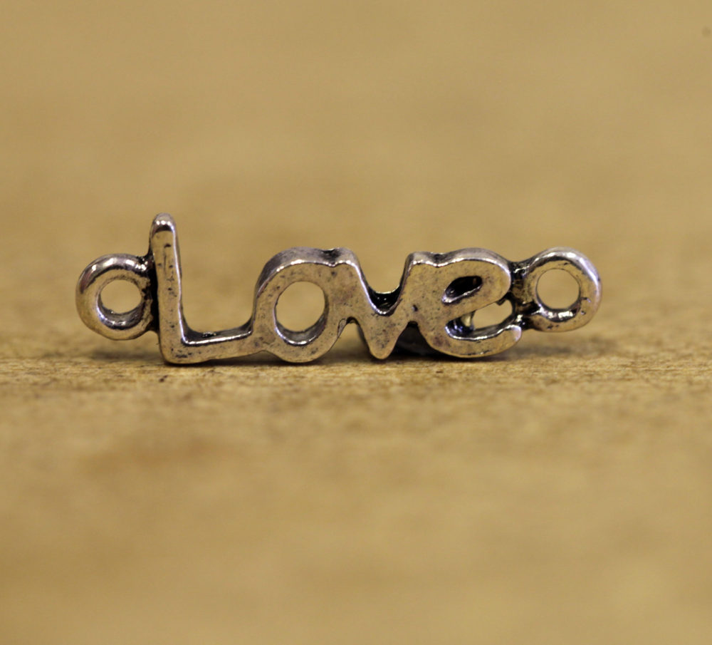 10 Love Silver Plated Metal Pendant Charms