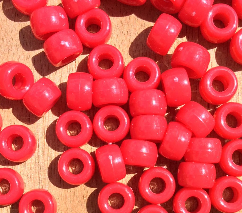 Acrylic Pony Beads 9mm  pack 100 Various Colours red