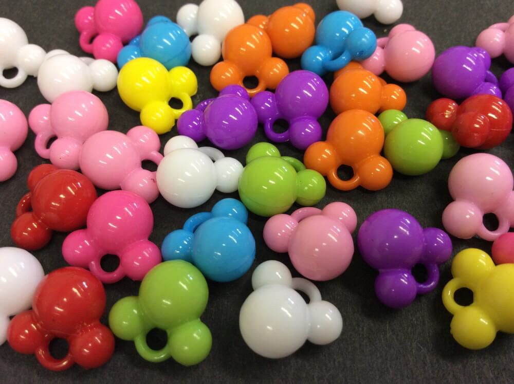 Plastic Mice Pendants Mixed Colours-pack 40