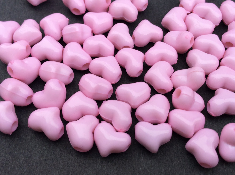 Pink Plastic Heart Beads Pack 60 light pink 