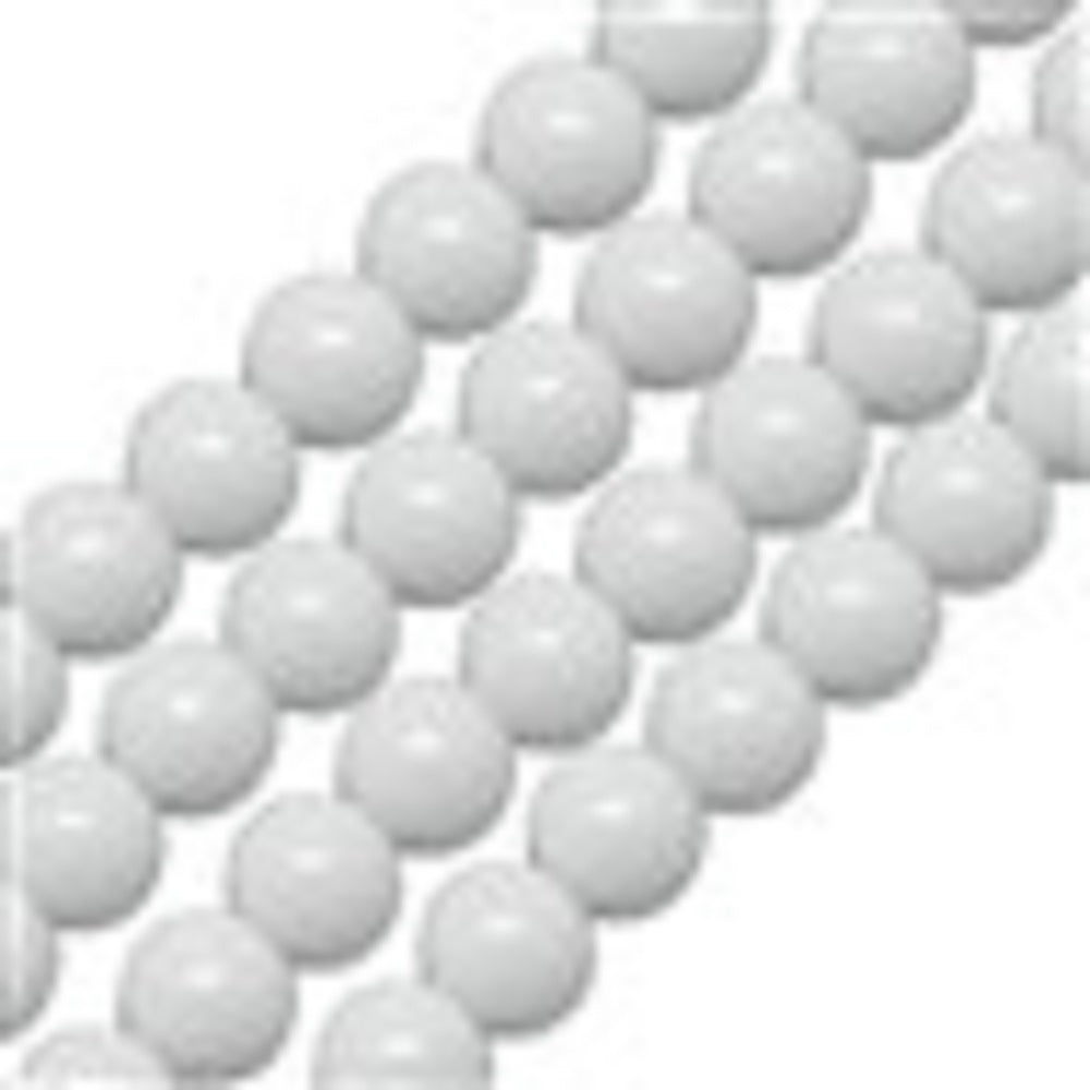White 6mm Round Glass Beads per Strand