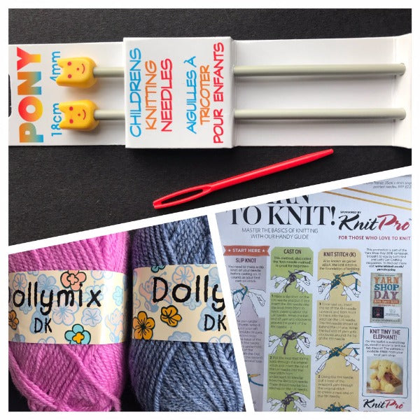 Childrens Learn To Knit Kit with needles and wool 