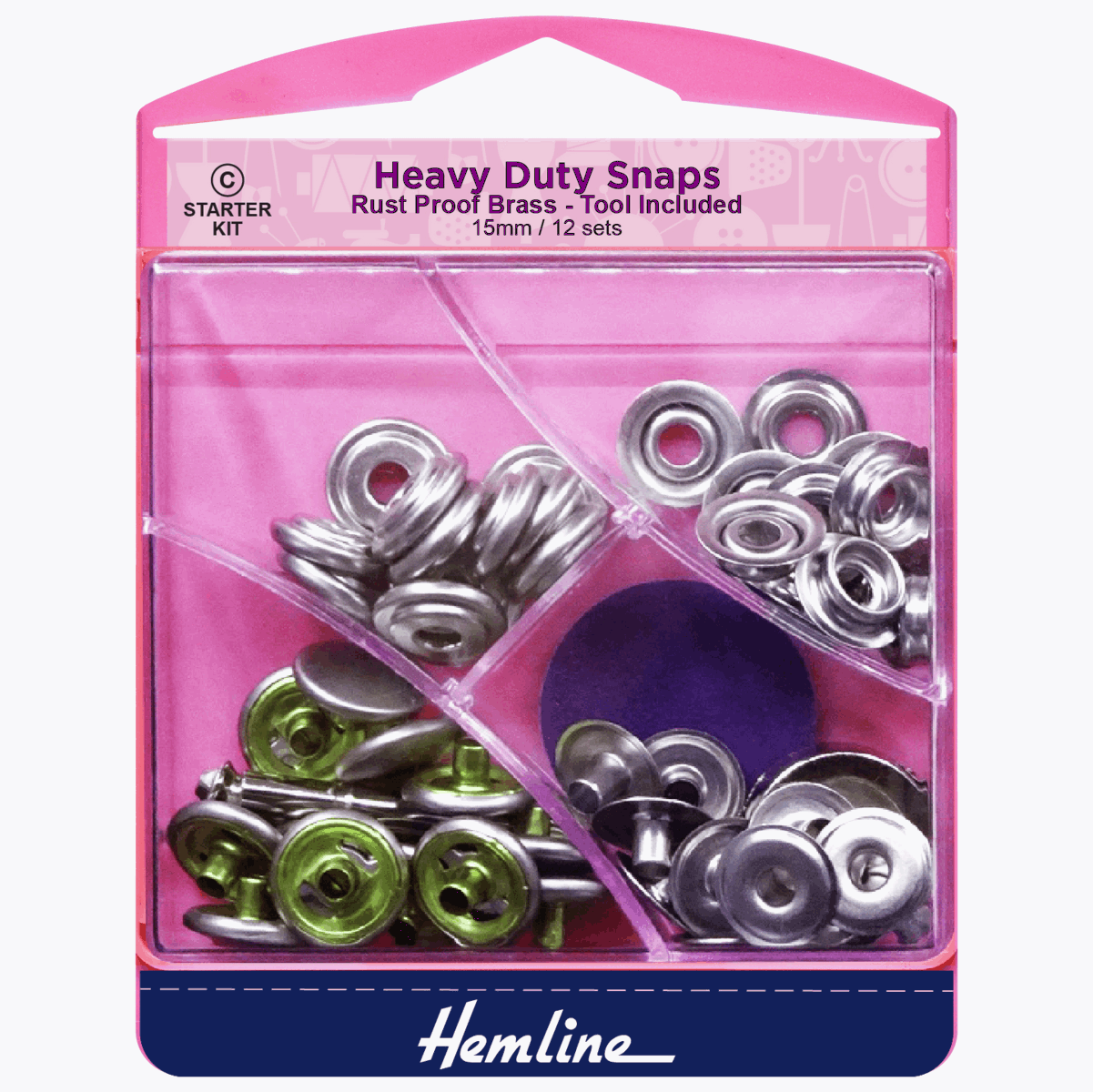 Hemline Heavy Duty 15mm Snap Kit Nickle