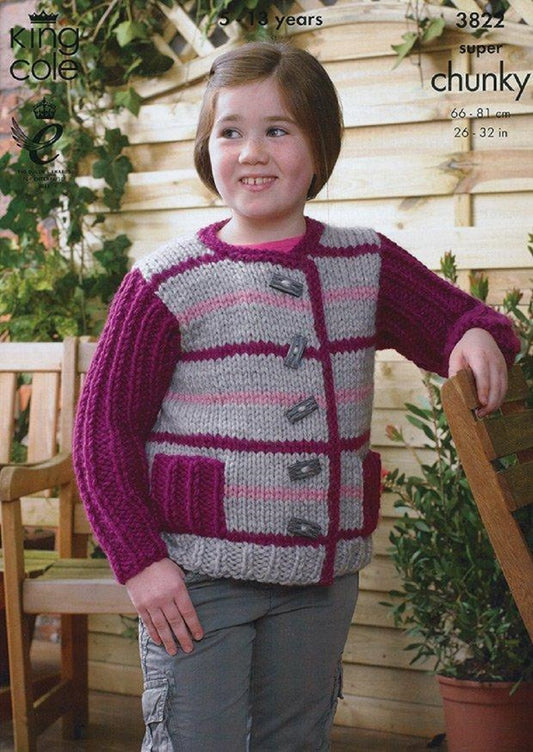 King Cole 3822 Super Chunky Childs Gilet Knitting Pattern