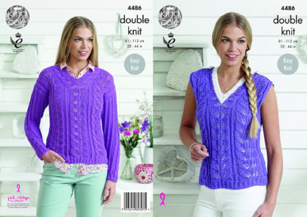 King Cole 4468 Top Sweater Double Knit Knitting Pattern