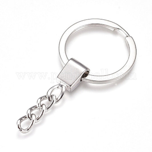 Iron Split Keyring With Curb Chain 10 Pack