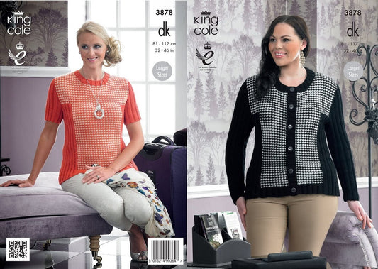 King Cole 3878 Ladies Jacket Cardigan Double knit Knitting Pattern