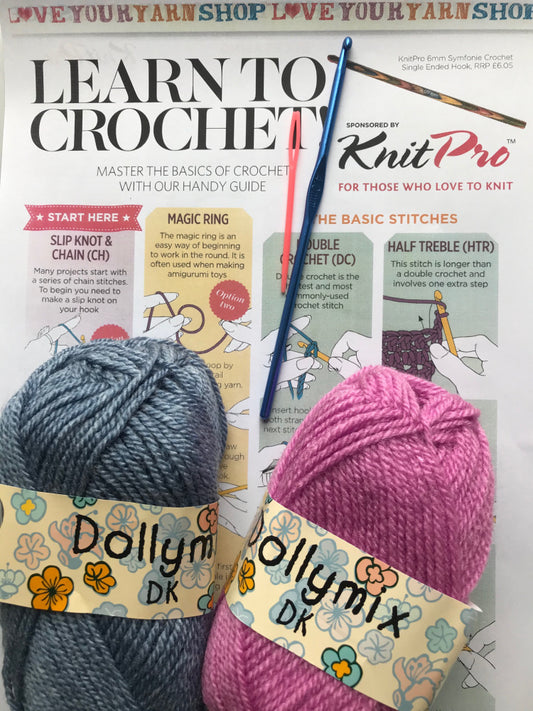 Learn to Crochet Kit with hook and wool 