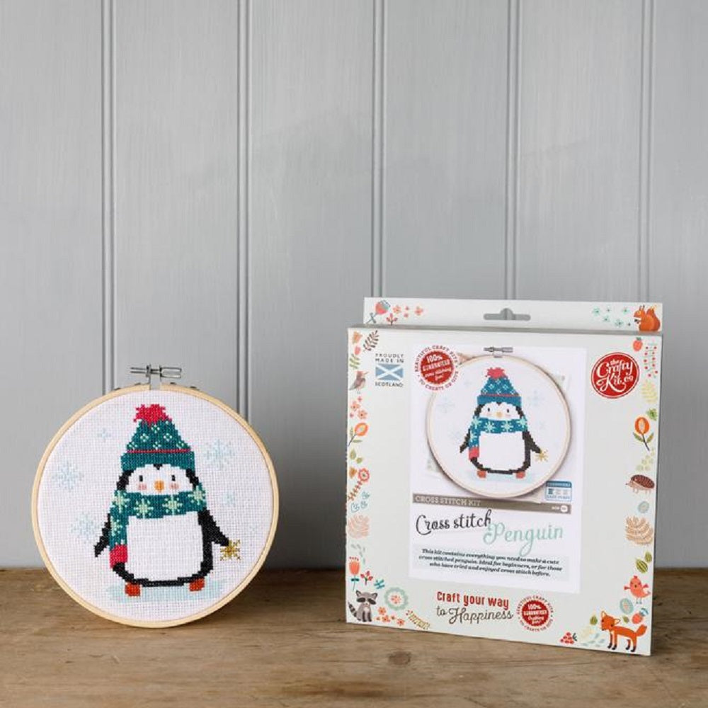 The Crafty Kit Co Cross Stitch Kit Penguin