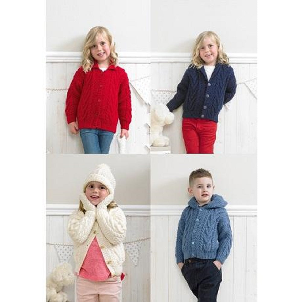 Stylecraft 4174  Childs Jacket Cap Mittens Aran Knitting Pattern