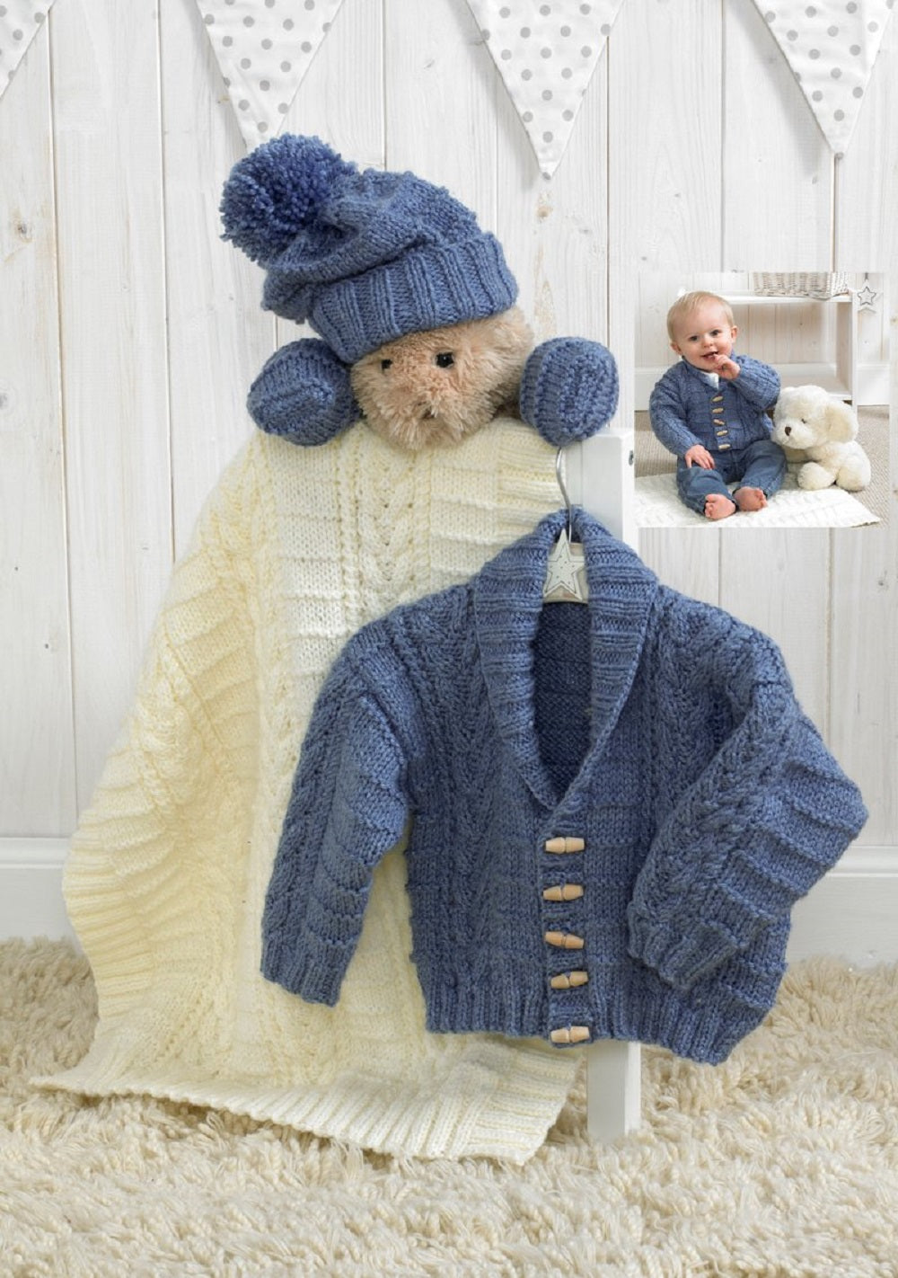 Stylecraft 4854 Babies Jacket Blanket Hat Aran Knitting Pattern