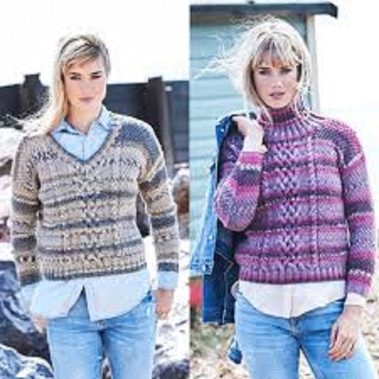 Stylecraft 9568 Adult Aran Sweater Knitting Pattern