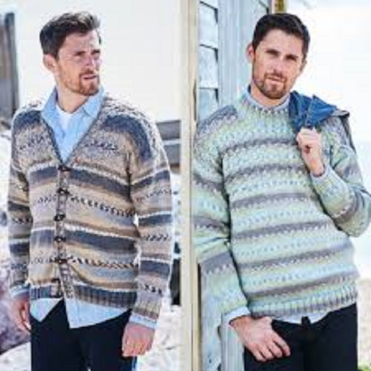 Stylecraft  9572 Aran Mens Sweater Cardigan Knitting Pattern