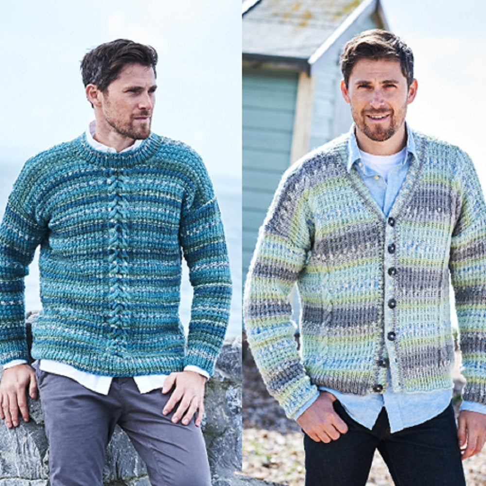 Stylecraft  9573 Aran Mens Sweater Cardigan Knitting Pattern